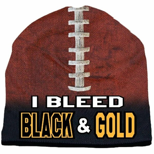 American Mills Beanie I Bleed Style Sublimated Football Black and Gold Design 1122702532